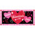 Cupid's Hearts Mini Mat, Valentine's Day decorative mat with hearts and arrows on black background.