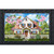 Church in Spring Doormat with white house, pink flowers, birds, and white picket fence design.