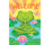 Peaceful Frog Garden Flag with green frog, pink flowers and welcome text on sunny background.