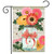 Daisies and Bees Jar Garden Flag with pink and yellow flowers in a mason jar.