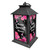 Home Sweet Home Hummingbirds Lantern, black metal lantern with pink roses and hummingbirds design.