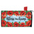 Bless This Home checkered mailbox cover with red poppy flowers and green leaves design.