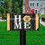 Sunflower Home Mailbox Cover with white HOME text on black wood grain background with yellow accents.