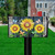 Blooming Sunflowers Mailbox Cover with butterflies on wood and gingham background, vibrant yellow flowers.