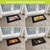 Seasonal mini mats set of four with tray, black border, colorful designs, Briarwood Lane Artwork.