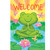 Peaceful Frog House Flag with green frog, pink flowers, and "WELCOME" in orange letters.