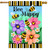 Busy Bees House Flag with colorful flowers and bees on a blue and green background.