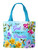 All Things Are Possible Canvas Tote bag with floral design, hummingbirds, and inspirational quote on light blue.
