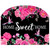 Pink floral hummingbird acrylic sign with "Home Sweet Home" text on black background, arched shape.