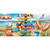 Beach Signs Mini Mat with colorful beach scene and directional signs on sandy shore setting.