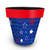 Star Spangled Large Planter, blue with red rim and stars in red, white, and blue colors.