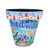 With God Medium Planter, colorful floral design, blue background, inspirational quote, and vibrant birds depicted.