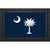 South Carolina Palm Tree Doormat with crescent moon design on dark blue background with black frame.