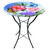 Butterflies and Peonies Glass Birdbath with black metal stand colorful floral design butterflies.