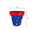 Blue Star Spangled Small Planter with red rim, 8 inches wide and tall, star pattern.