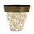 Tan and red floral medium planter with white flowers and brown rim on a white background.