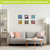 Colorful Hydrangeas Metal Mini Moment on a living room wall with six mini art pieces displayed.