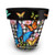 Large Checkered Butterflies Planter with colorful butterflies and flowers on black and white checkered background.