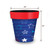 Star Spangled Medium Planter, blue with red rim, 11 inches tall and wide, star pattern.