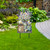 Lavender and Daisies Metal Art garden decor with black and white checkered base and metal legs.