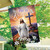 Jesus Is Risen House Flag with colorful Easter design featuring Jesus, cross, lilies, and dove.
