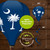 South Carolina Palm Tree hot air balloon spinner, 22" x 54", blue, white palm trees.