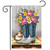 Floral Cowboy Boots Garden Flag with colorful flowers, blue and green boots, and white cowboy hat.