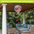 Cherry Blossom Cardinal Hot Air Balloon Spinner, colorful outdoor decorative spinner with floral and bird design.