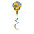 Monarch Butterflies Hot Air Balloon Spinner with colorful ribbons and yellow flowers on blue background.