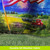 American Flag Firework LED Burlap Garden Flag with vibrant red, white, and blue colorful design.