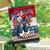 Patriotic Cowboy Boots House Flag with floral design and American flag colors and stars.