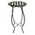 Checkerboard cast iron and glass plant stand with black metal legs and gold rim detail.