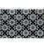 Black coir doormat with white geometric floral pattern, 24 x 36 inches medium size natural fiber mat.