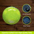 Green Cracked Solar LED Glass Gazing Ball with cracked texture and solar panels on/off button.