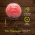 Red and white solar LED glass gazing ball, 10-inch diameter, on a black metal stand displayed.