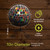 Multicolor solar LED glass gazing ball, 10 inches diameter, on stand, handcrafted with solar power.