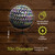 Organic purple and green solar LED glass gazing ball, 10 inches diameter, on decorative stand.