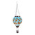 Butterflies Solar Balloon Lantern, blue with orange butterflies, hanging by metal chains, solar powered decoration.