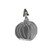 Metal Pumpkin Garden Flag Weight, silver pumpkin shaped decoration with hanging metal loop on top.