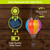 Multicolor Solar Balloon Lantern with solar panel and LED light, hanging from a chain outdoors.