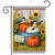 Autumn Blessings Bushel Garden Flag with pumpkins, sunflowers, and blue birds on a rustic background.