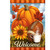 Fall Football Welcome Garden Flag with pumpkins, sunflower, football, and coffee cup design.