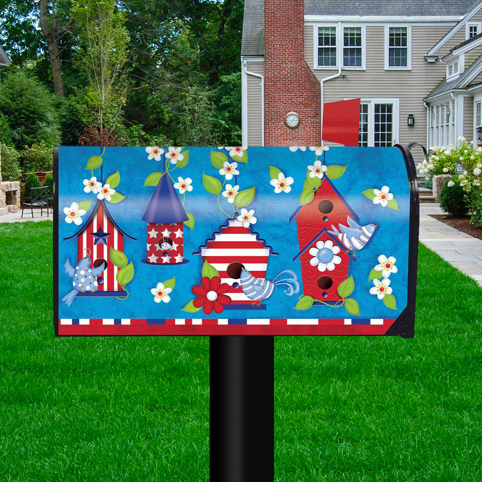 Patriotic Birds Primitive Large / Oversized Mailbox Cover
