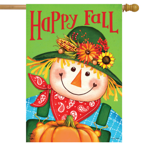 Happy Fall Scarecrow Primitive House Flag - Briarwood Lane