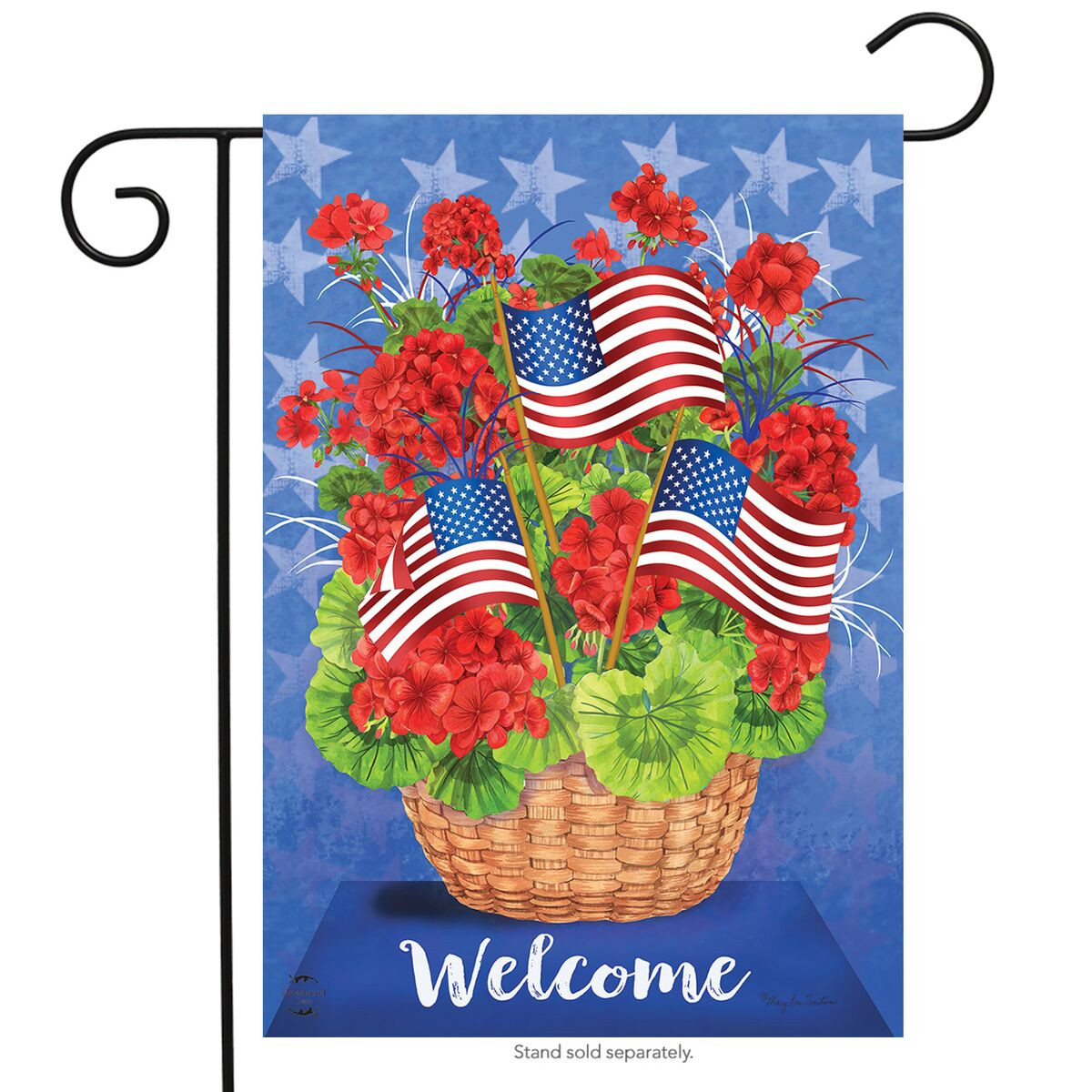 Image of Patriotic Basket Summer Garden Flag