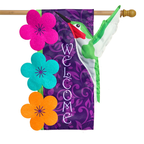 Hummingbird Applique Spring House Flag - Briarwood Lane