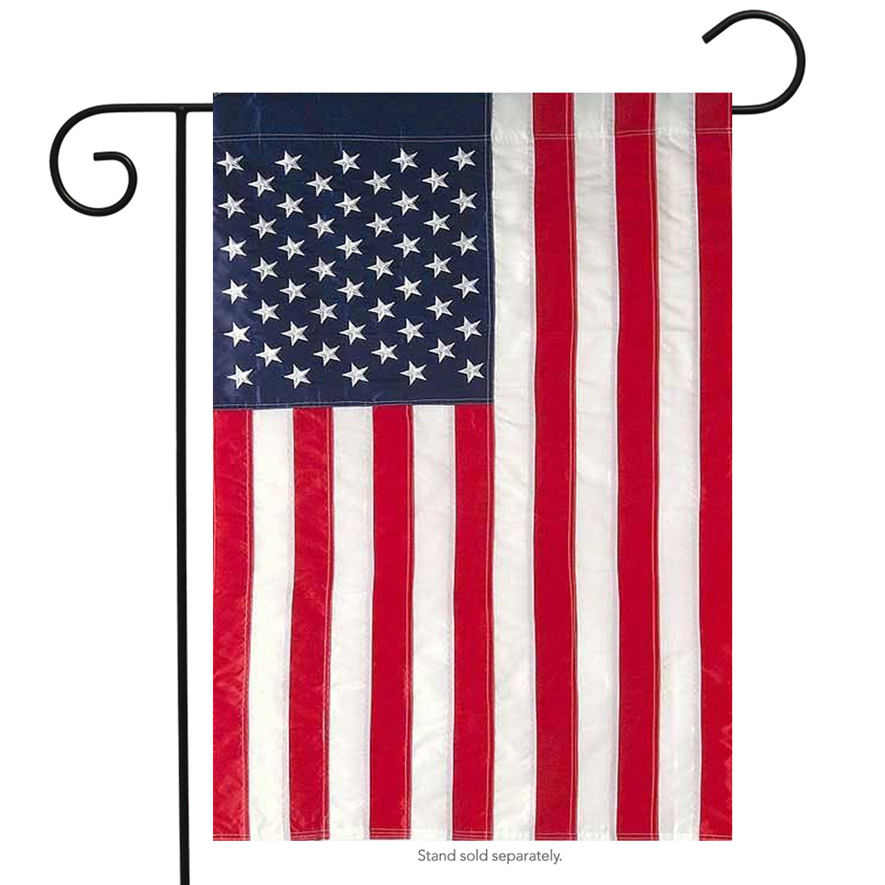 Image of American Flag Applique & Embroidered Garden Flag