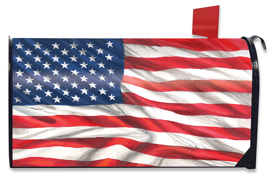 Image of American Flag Waving Magnetic Mailbox Cover