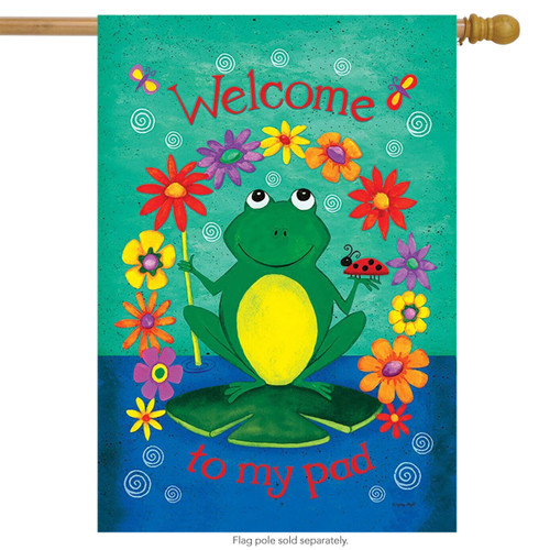 Welcome To My Pad Frog House Flag - DiscountDecorativeFlags.com