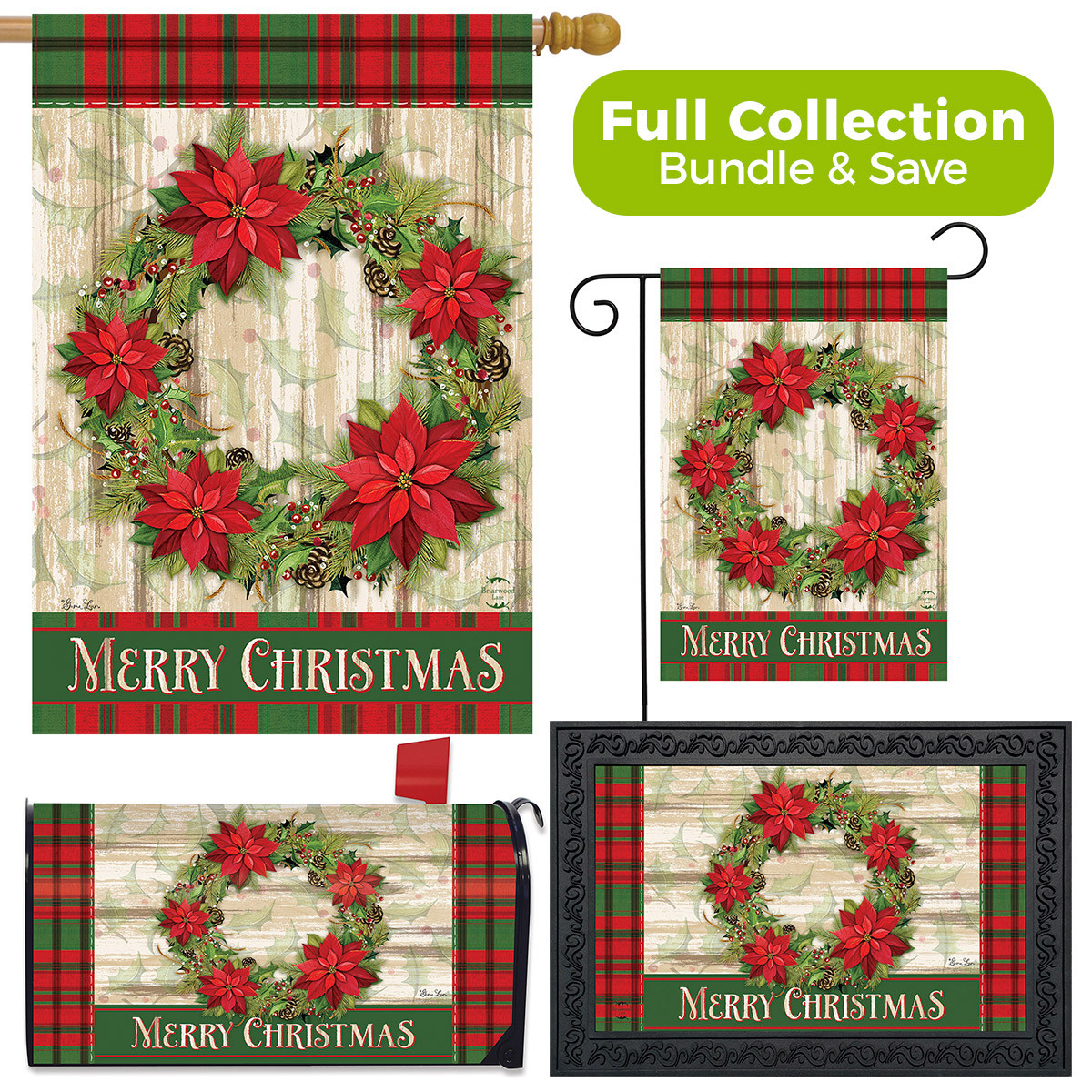 Briarwood Lane Poinsettia Wreath Christmas Design Collection - Bild 1 von 1